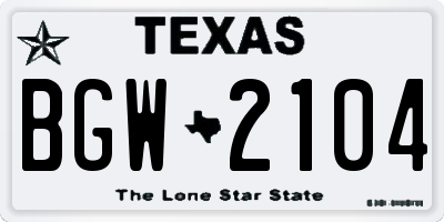 TX license plate BGW2104