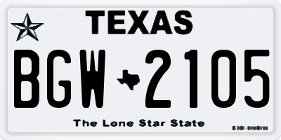 TX license plate BGW2105