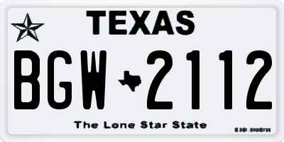 TX license plate BGW2112
