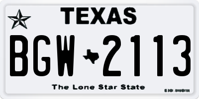 TX license plate BGW2113