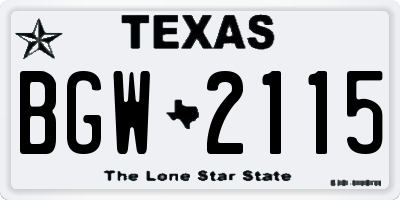 TX license plate BGW2115