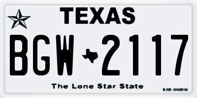 TX license plate BGW2117