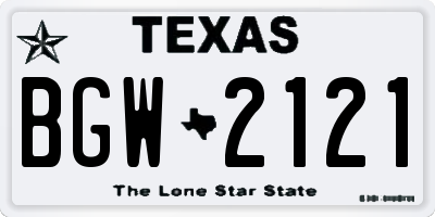 TX license plate BGW2121