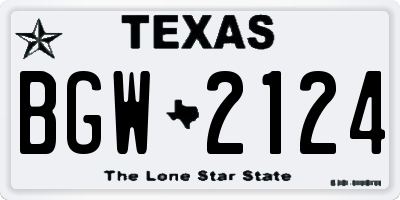 TX license plate BGW2124