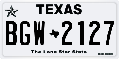 TX license plate BGW2127