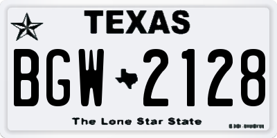 TX license plate BGW2128