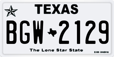 TX license plate BGW2129