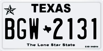 TX license plate BGW2131