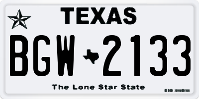 TX license plate BGW2133