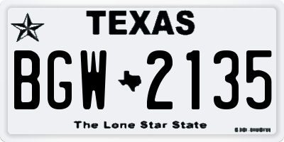 TX license plate BGW2135