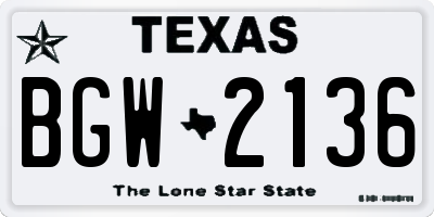 TX license plate BGW2136