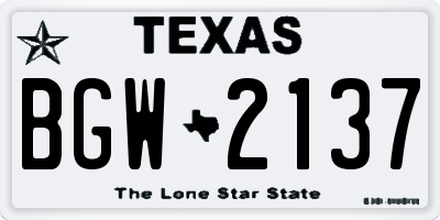 TX license plate BGW2137