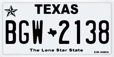 TX license plate BGW2138
