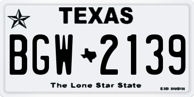 TX license plate BGW2139
