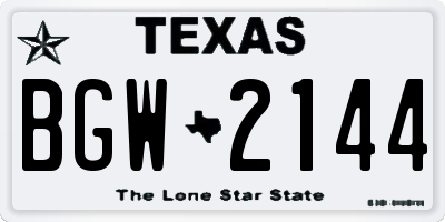 TX license plate BGW2144