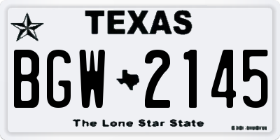 TX license plate BGW2145