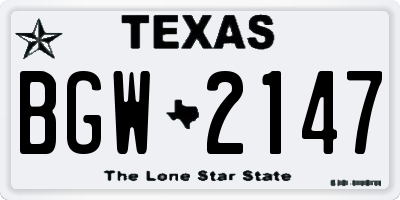 TX license plate BGW2147