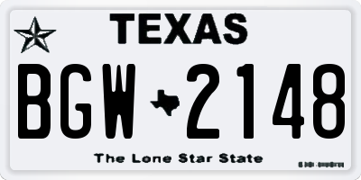 TX license plate BGW2148