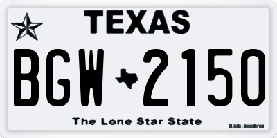 TX license plate BGW2150