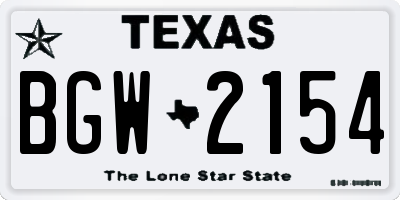 TX license plate BGW2154
