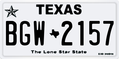 TX license plate BGW2157