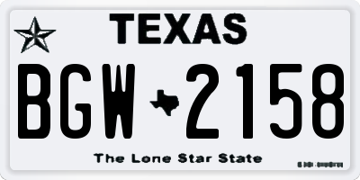 TX license plate BGW2158