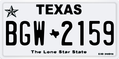 TX license plate BGW2159