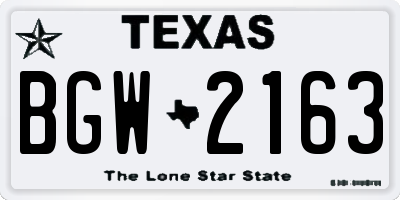 TX license plate BGW2163