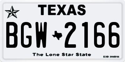 TX license plate BGW2166