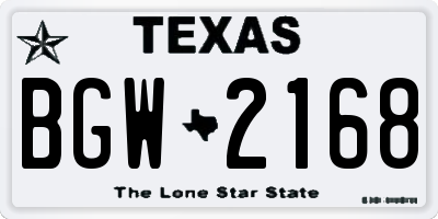 TX license plate BGW2168