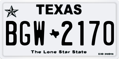 TX license plate BGW2170
