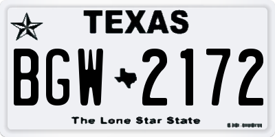 TX license plate BGW2172