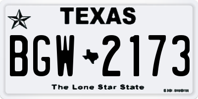 TX license plate BGW2173