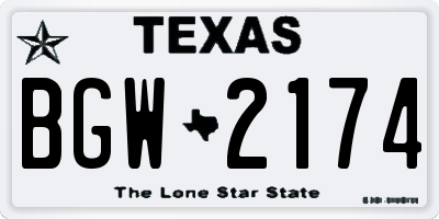 TX license plate BGW2174
