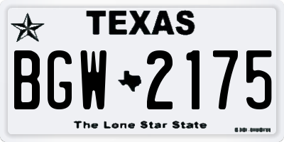 TX license plate BGW2175