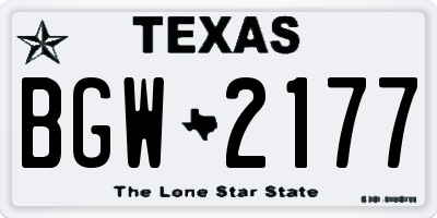 TX license plate BGW2177
