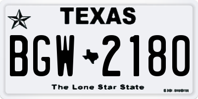 TX license plate BGW2180