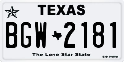 TX license plate BGW2181