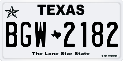 TX license plate BGW2182