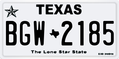 TX license plate BGW2185
