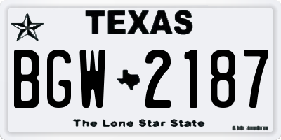 TX license plate BGW2187