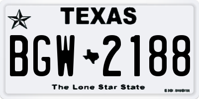 TX license plate BGW2188