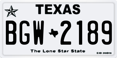 TX license plate BGW2189