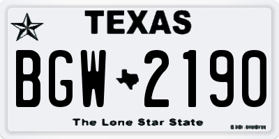 TX license plate BGW2190
