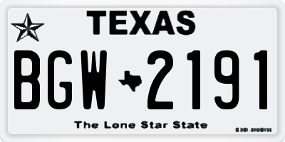 TX license plate BGW2191