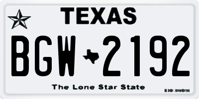 TX license plate BGW2192