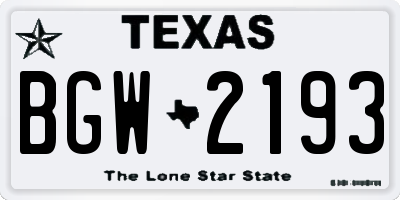 TX license plate BGW2193