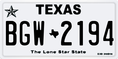 TX license plate BGW2194