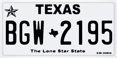 TX license plate BGW2195