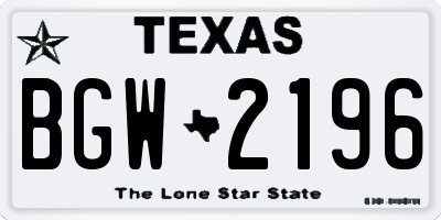 TX license plate BGW2196